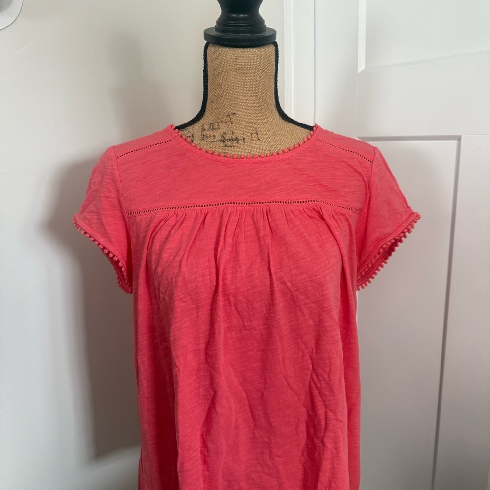 Boden Pink Puff Sleeve Pleated Blouse